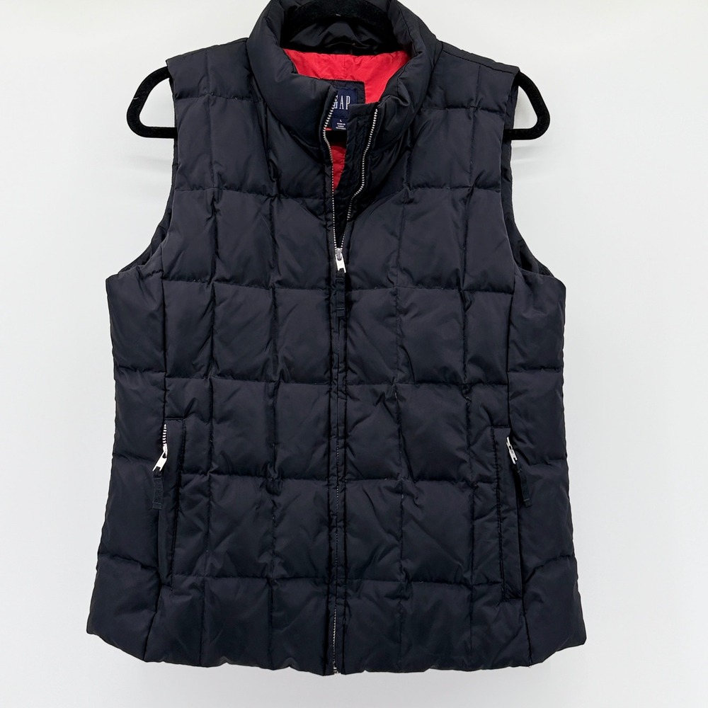 Gap Womens black Down Filled Puffer Vest Large RN54023 Quilted Sleeveless